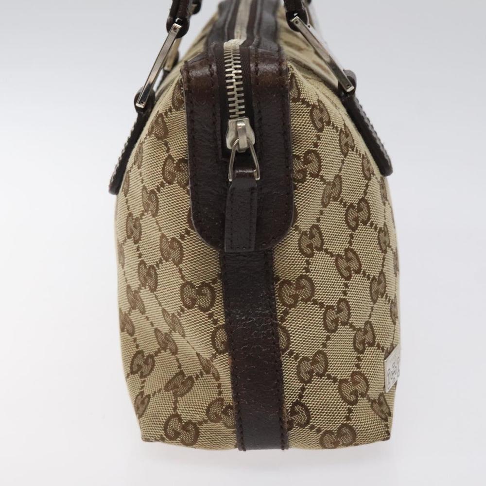 GUCCI GG Canvas Web Sherry Line Hand Bag Beige Silver 145759 Auth 119676 - Picture 3 of 16